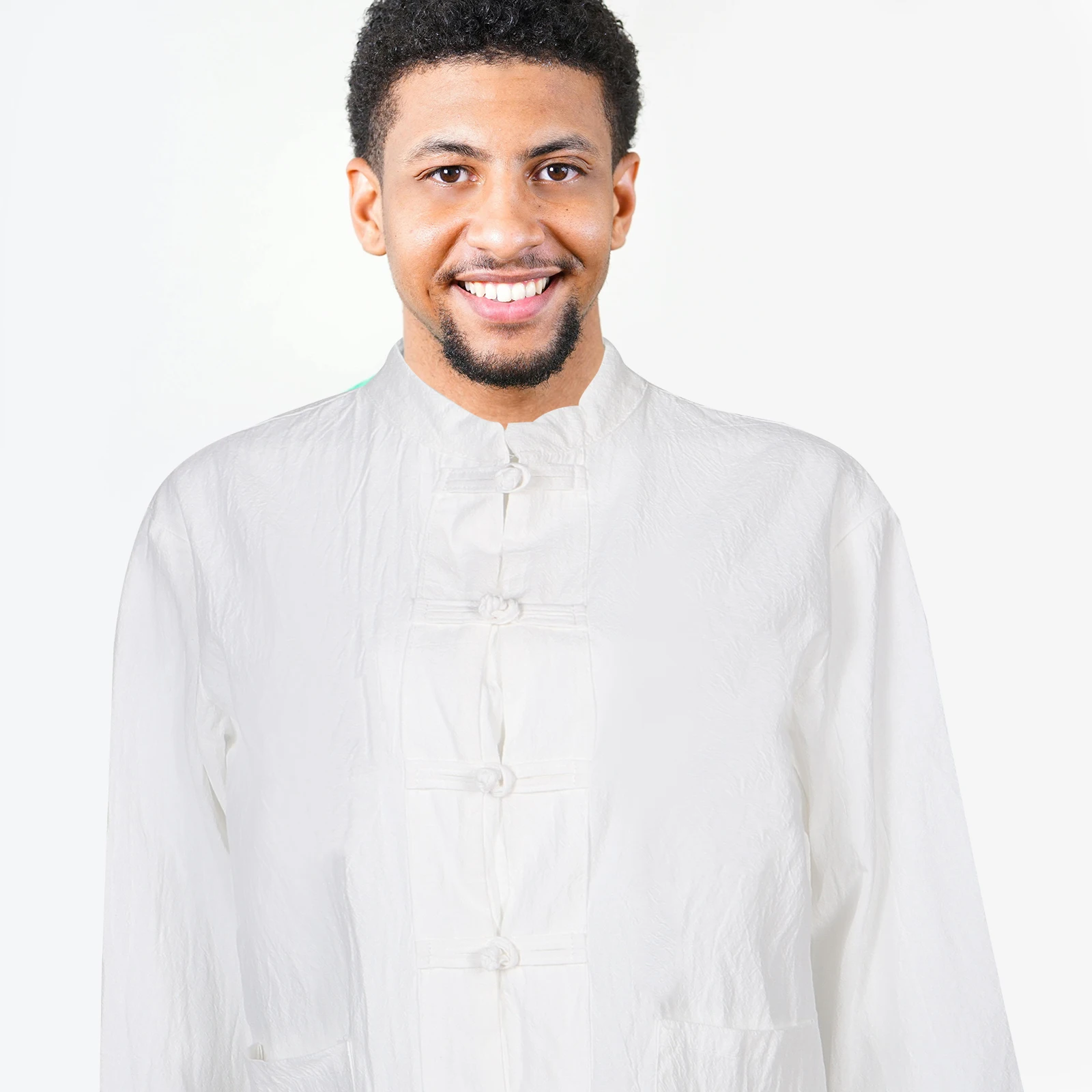 Linen Men Long Sleeve Chinese Style Shirt Vintage Kung Fu Uniform Breathable Traditional Hanfu Clothing for Cultural Events