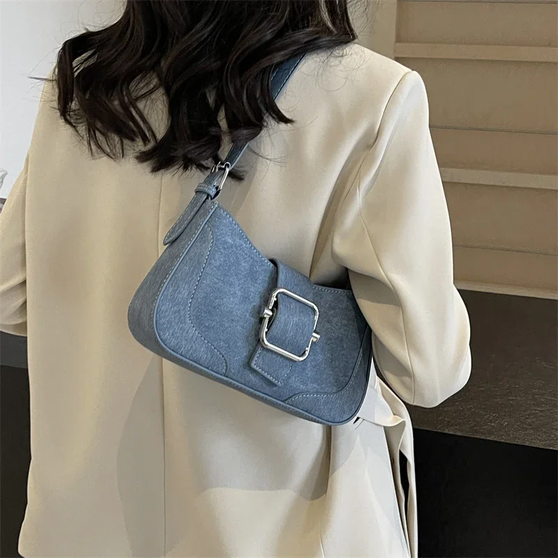 LEFTSIDE Retro Small Pu Leather Underarm Bags for Women 2024 Korean Fashion Females Armpit Bag Females Shoulder Bag Handbags