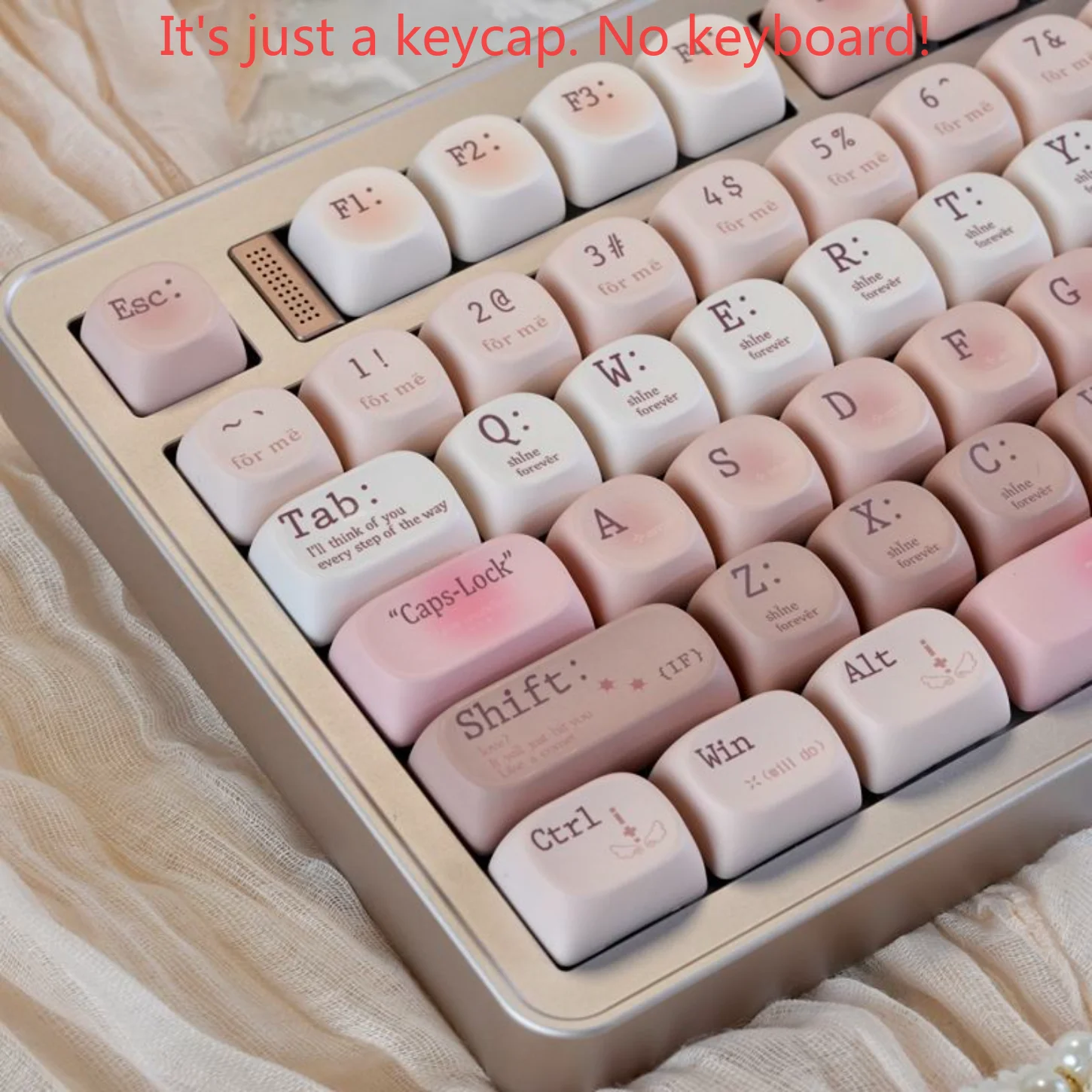 موضوع نصفي قليلاً، غطاء مفاتيح MOA باللون الوردي للفتيات PBT 130، مخصص للوحة المفاتيح الميكانيكية 60/84/98/108 #3