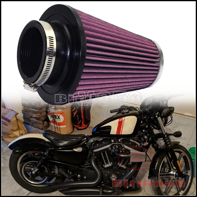 

Motorcycle High Flow Air Cleaner 62mm Oval Straight Intake Air Filter For Harley Breakout Softail Road King Street Glide 2008-16