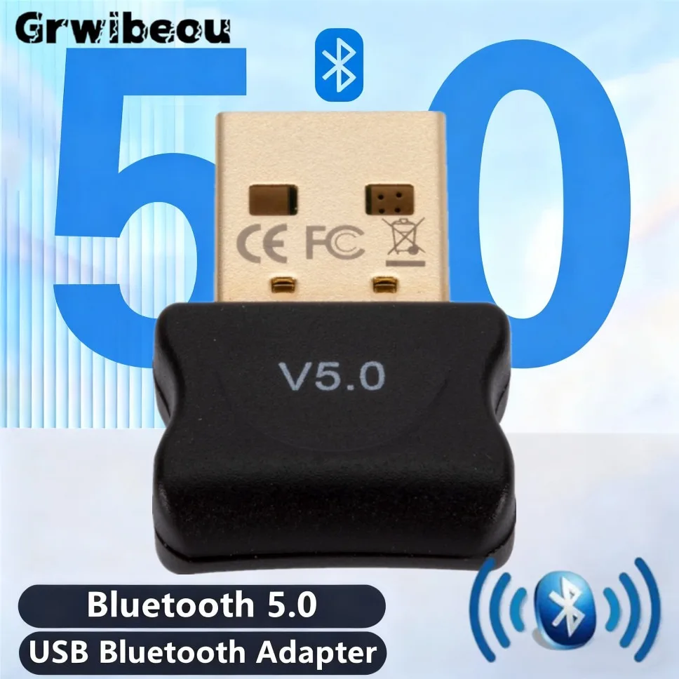 

GRWIBEOU USB Bluetooth 5.0 Adapter for PC Wireless Dongle Receiver Transmitter for Desktop Laptop Support Mouse Keyboard Headset