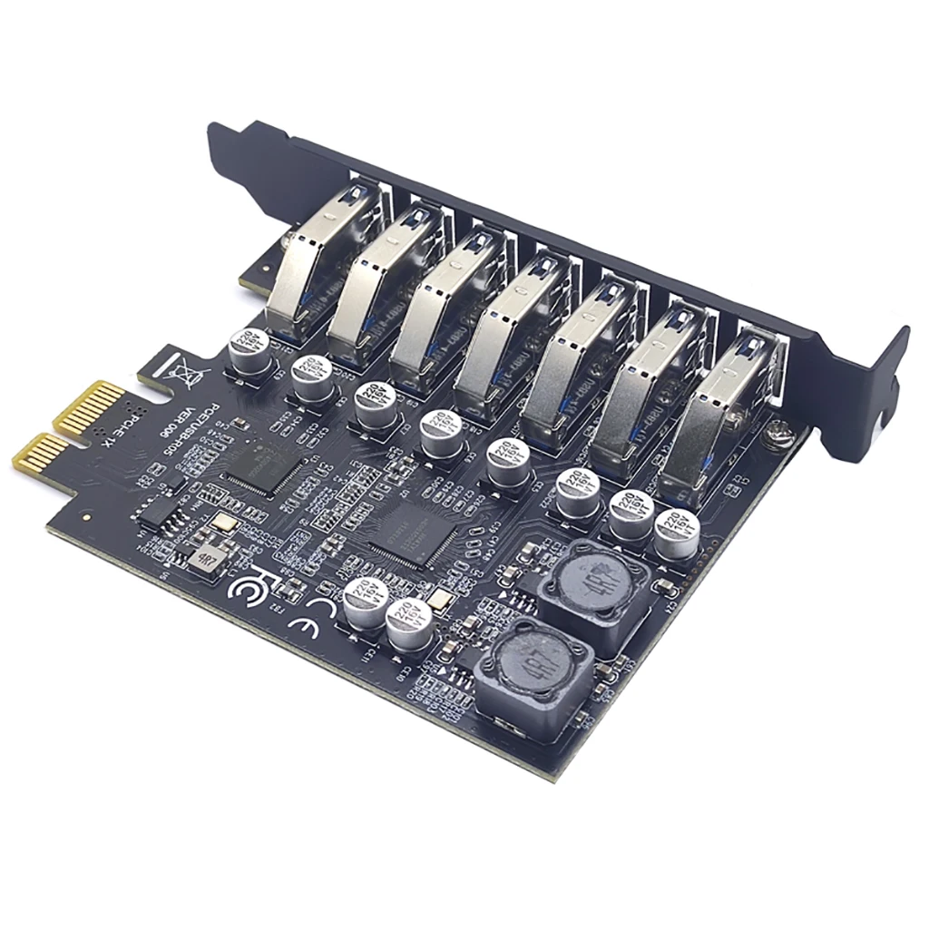 USB3.2 GEN1 19PIN PCI-E 1X Adapter PCI Express to 7 ports USB 3.2 Expansion Adapter Card for WINXP/WIN7/8/ 10/11 /LINUX