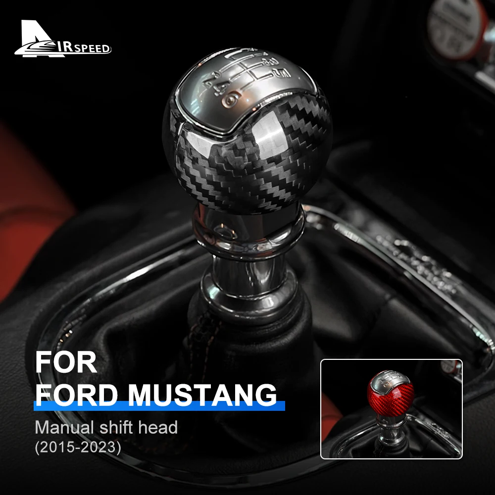 Gałka zmiany biegów w twarde włókno węglowe rzeczywistym do Ford Mustang 2015 2016 2017 2018 2019 2020 2021 2022 2023 naklejki samochodowe akcesoria