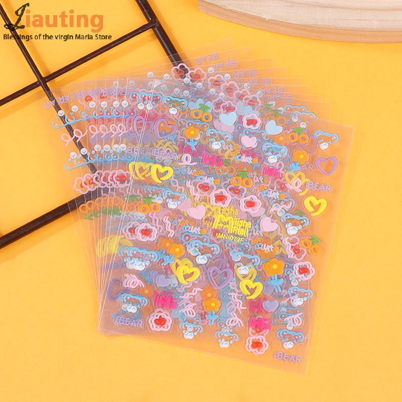 10 Lenzuola 5D Rilievo Orso Sveglio Unghie Artistiche Adesivo 8*10 CM In Rilievo Colorato Piatto Adesivo Decalcomanie Simpatico Orso Piatto Unghie adesivo