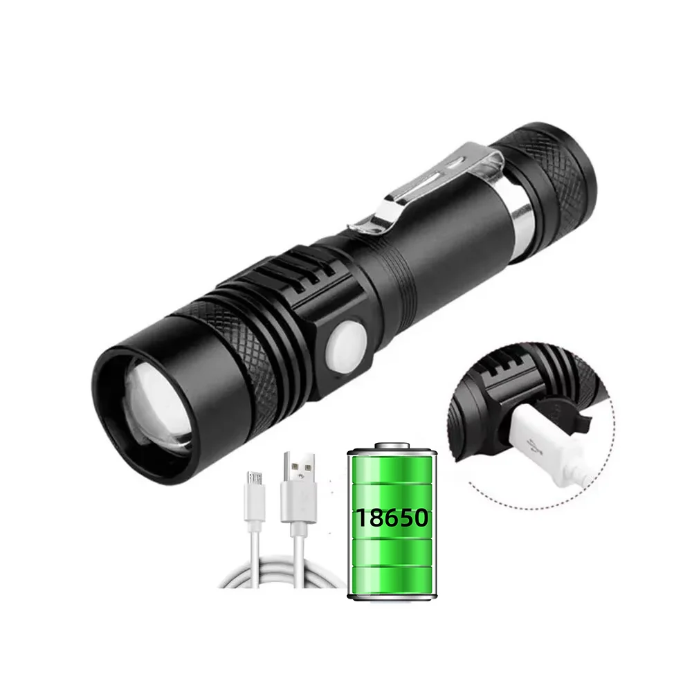 Ultra Bright LED Flashlight USB Rechargeable Led Torch T6 Lanterna Bicycle Light Use18650 Battery.For Cycling Outdoors