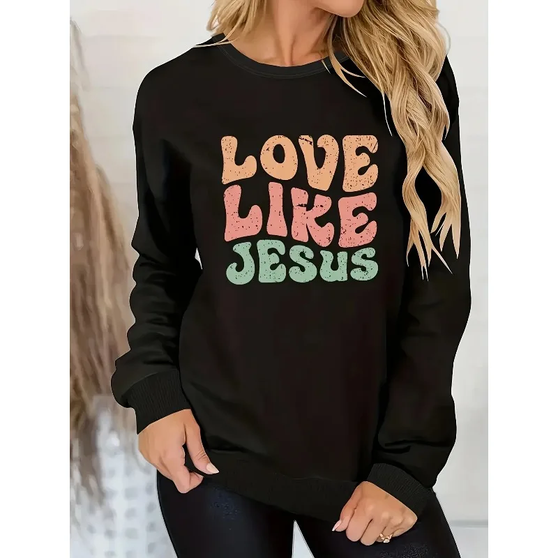 

Colorful Letter Print Sweatshirt, Crew Neck Casual Sweatshirt For Winter & Fall, Women's Clothing