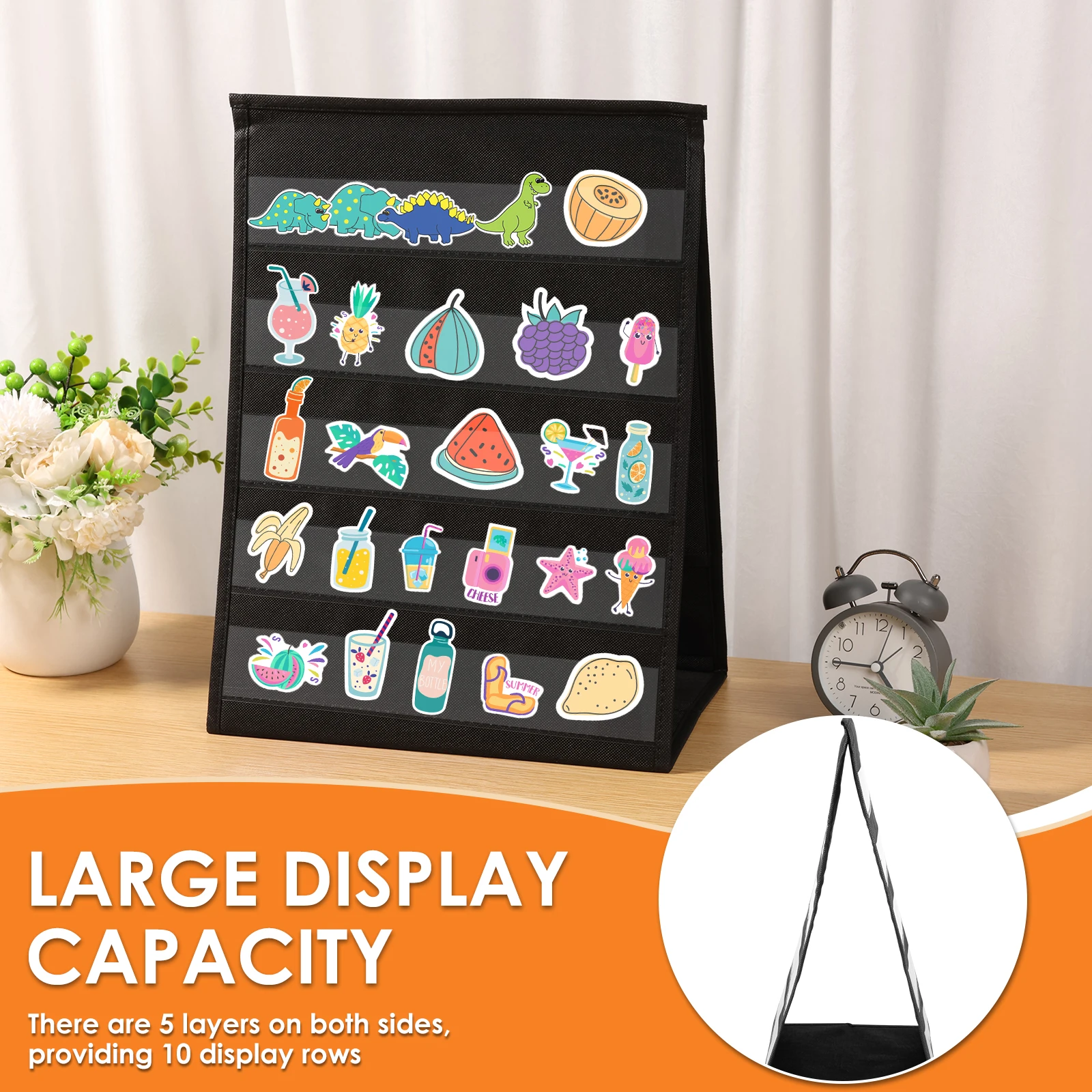 2 قطعة حامل عرض ملصق سطح المكتب قابل للطي 5 طبقات منظم عرض ملصق الطاولة لتخزين الهدايا التذكارية للحدث شارة #4