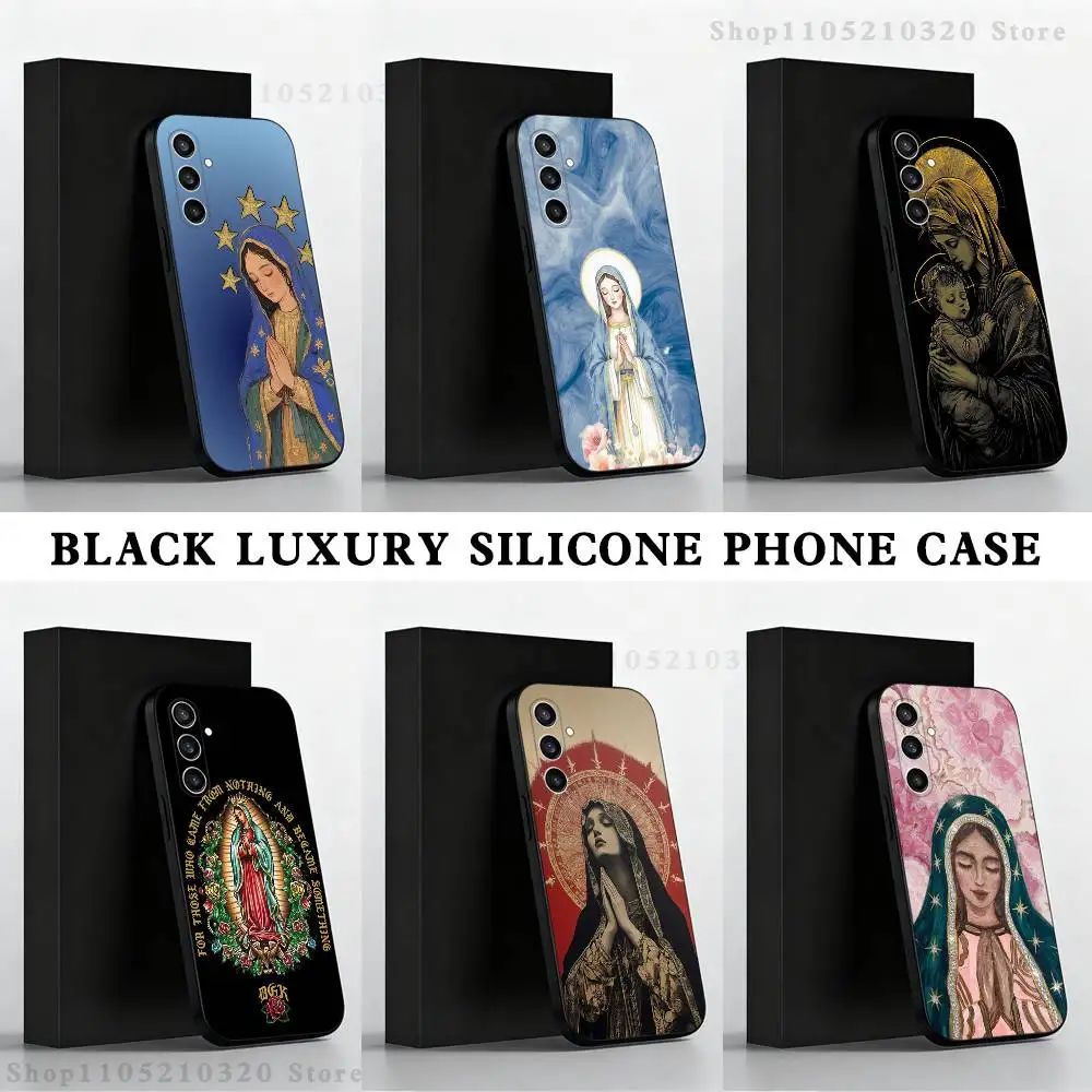 

G-Guadalupe Virgin Art Phone Case For Samsung S25,S24 Ultra,S20,S30 plus,S22 plus,S23,S30 Ultra 5G Silicone Black Shell
