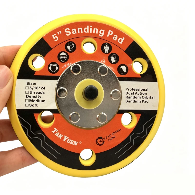 

5" 125mm Hook & Loop Sanding Pad with M8/5/16"-24T Thread, for Random Orbital Sander, Polishing & Surface Prep Tool