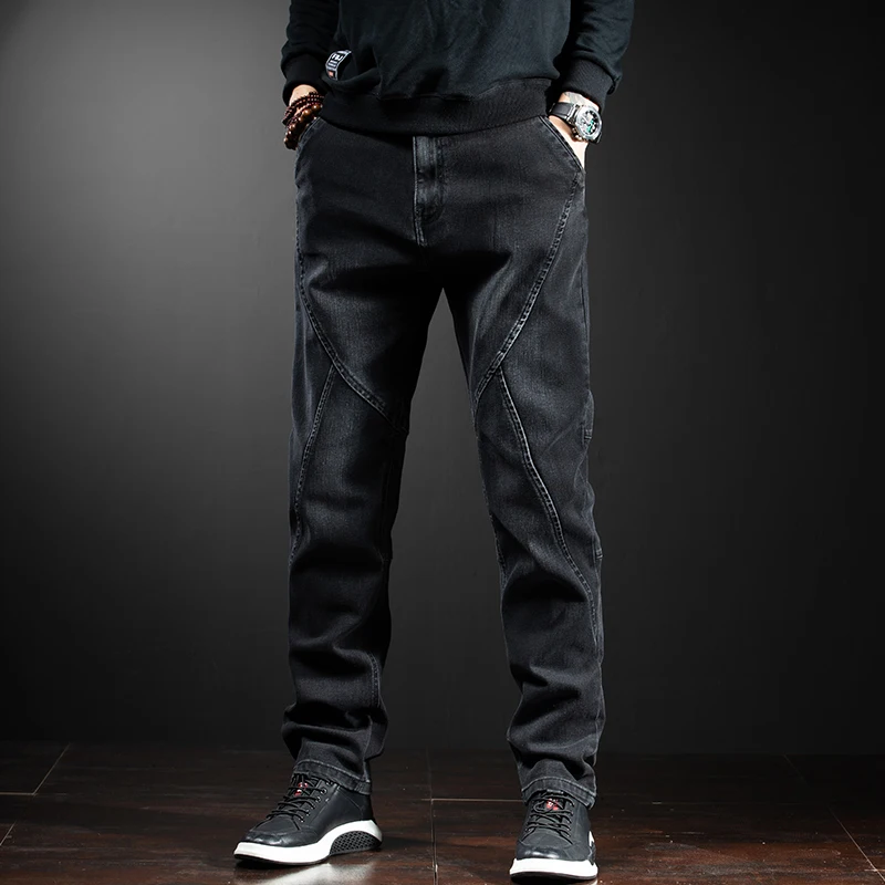 

Men's Trendy Plus Size Jeans Straight Fit, Fashionable and Casual Men's Jeans Elastic Autumn and Winter Trousers Large Size 44