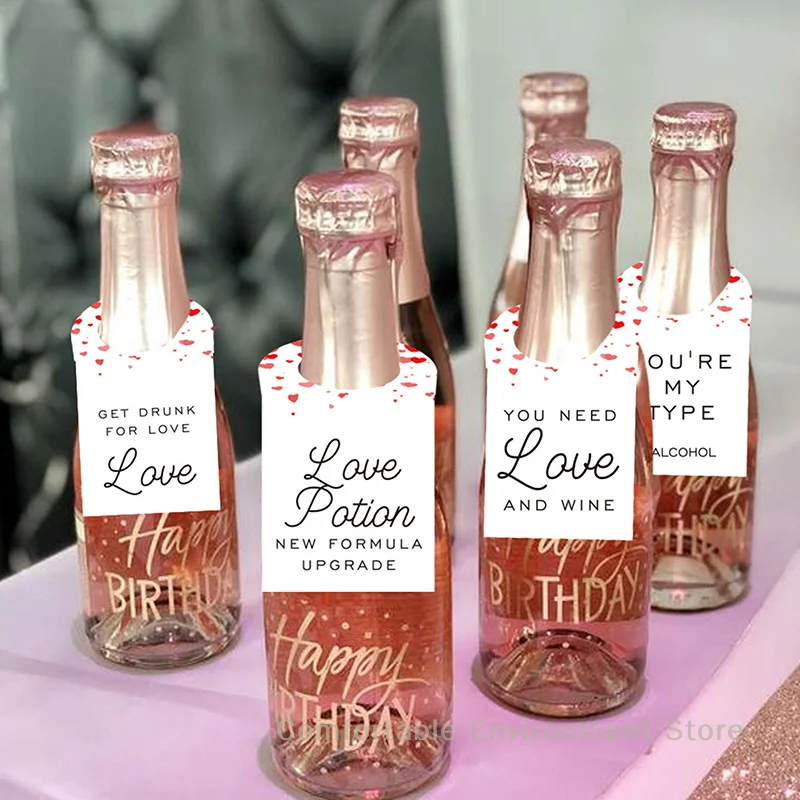 

6/12pcs Bottle Tags Valentine'S Day Decoration Wine Bottle Carabiner Hanger Insert Desktop Gift