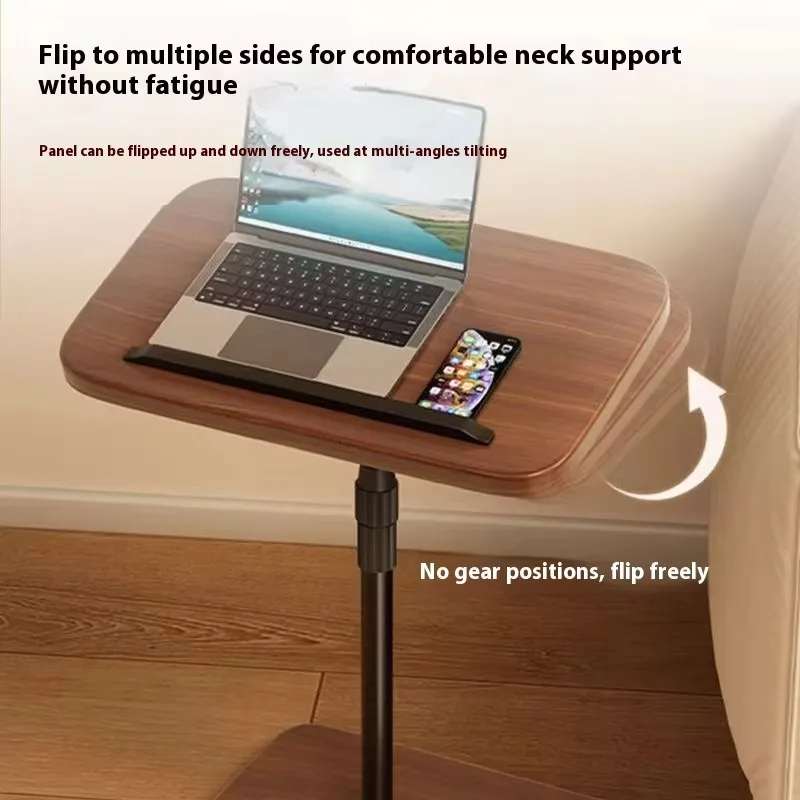 طاولة بجانب السرير متنقلة بارتفاع قابل للتعديل مع صينية كمبيوتر محمول ومكتب قائم دوار لأريكة السرير يستخدم مكتب دراسة محطة العمل المدمجة #3