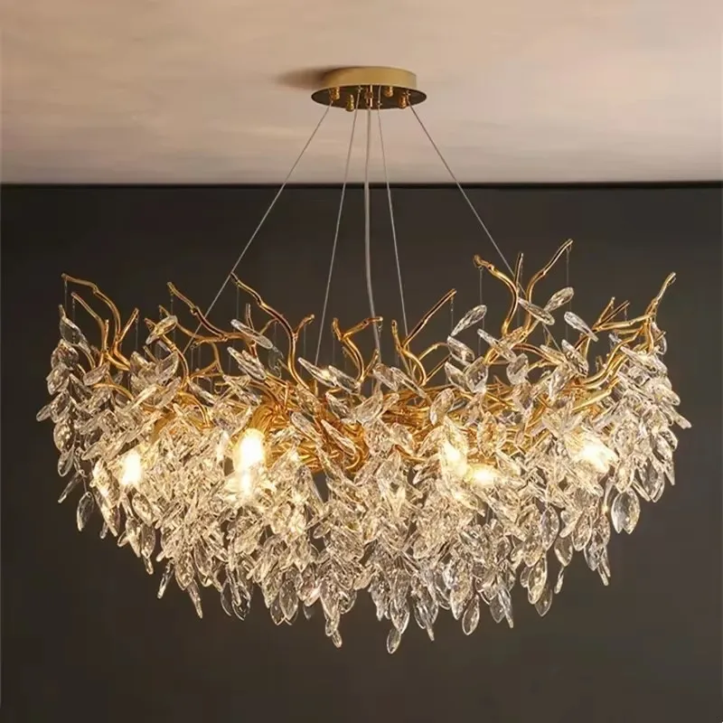 Luxury Modern Crystal Ceiling Chandelier Led Pendant Lamp Dining Living Room Bedroom Home Decor Wall Light Hanging Light Fixture