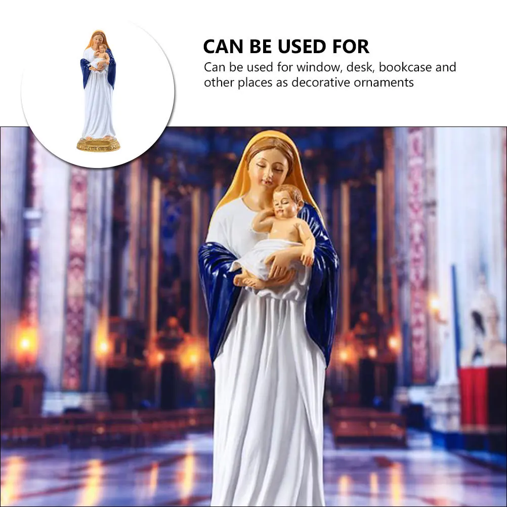 

Mary Child Statue Resin Decorative Ornament Religious Banner for Catholic Church Desktop Home Office Church Decoration