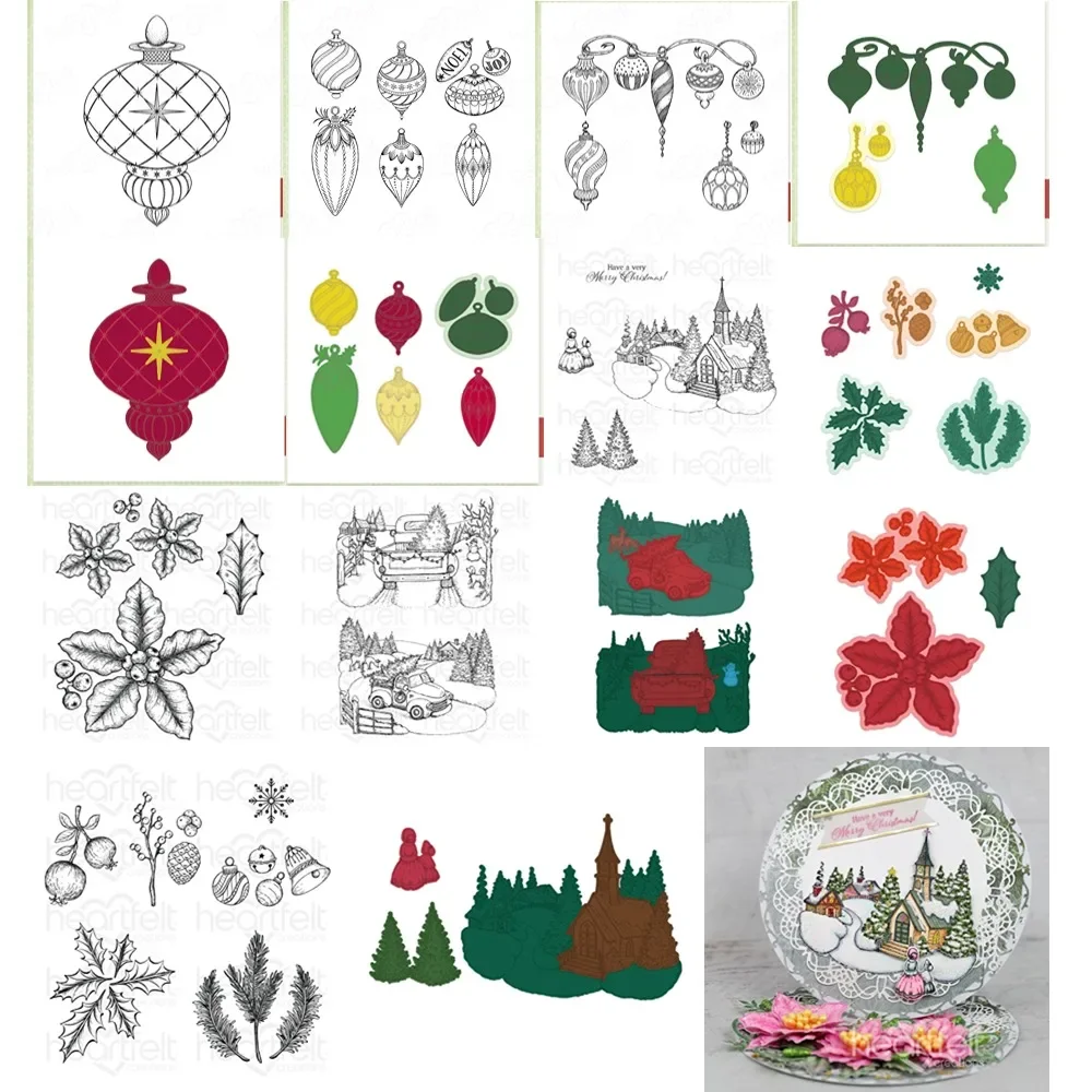 Fine Holiday Village Winter Wreath Accents Metal Cutting Dies Stamps For Scrapbooking Paper Craft Handmade Card Album Punch