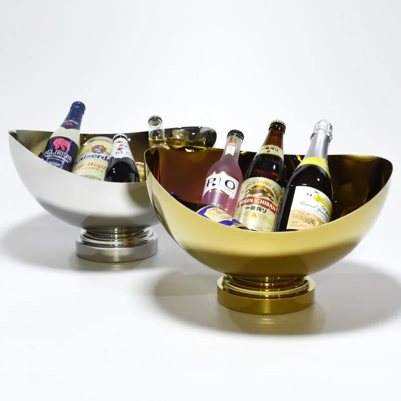 

304 Stainless Steel Ice Bucket Cooler Whisky Wine Bar Accessories Champagne Coolers for The Beach 9L