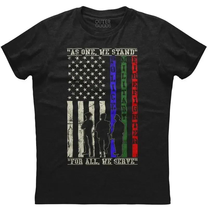 Herren-T-Shirt „As One We Stand For All Serve American Patriotic“ USA US Military