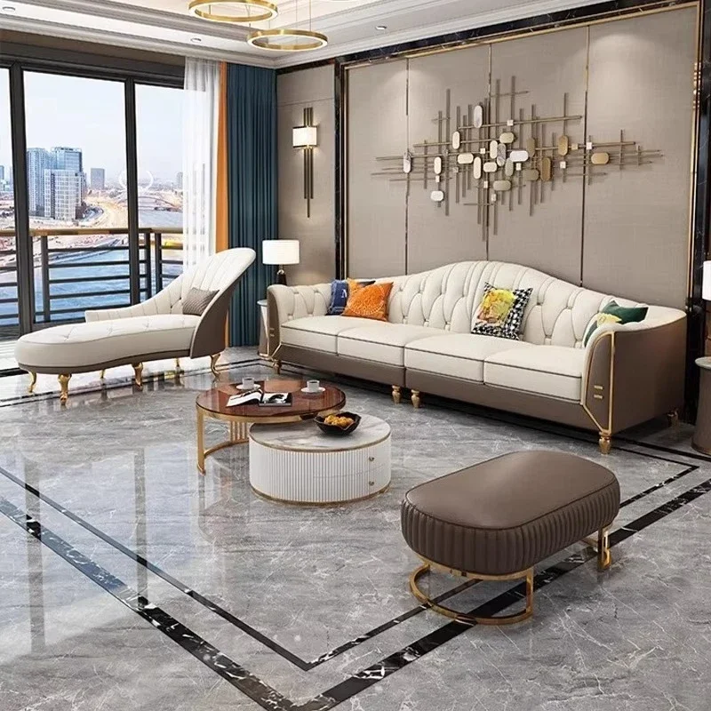 Luxury Customizable Light Luxury Modern Design Living Room Furniture Set Sectional Sofa Fabric Material Model