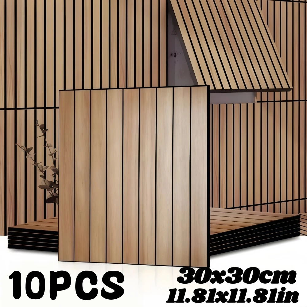 10PCS Grille 3D Wall Sticker Room Decoration Wood Grain Self-adhesive Wallpaper Background Walls Decor PVC Wall Panel ﻿