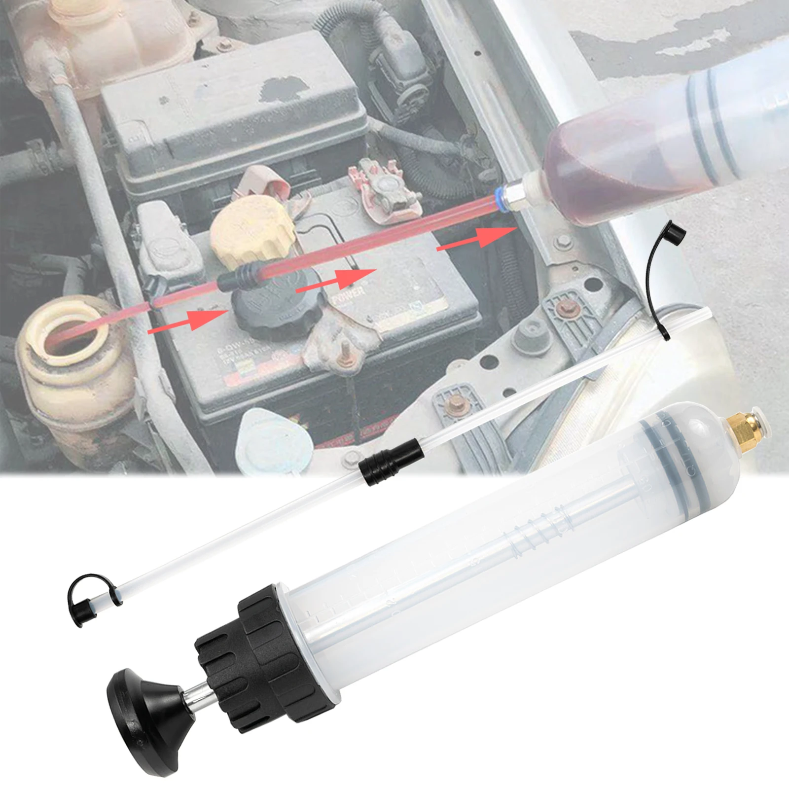 Car Oil Fluid Extractor 200CC Fuel Transfer Hand Transfer Pump Dispenser Portable Syringe Type Transparent Plastic Auto Tool Kit