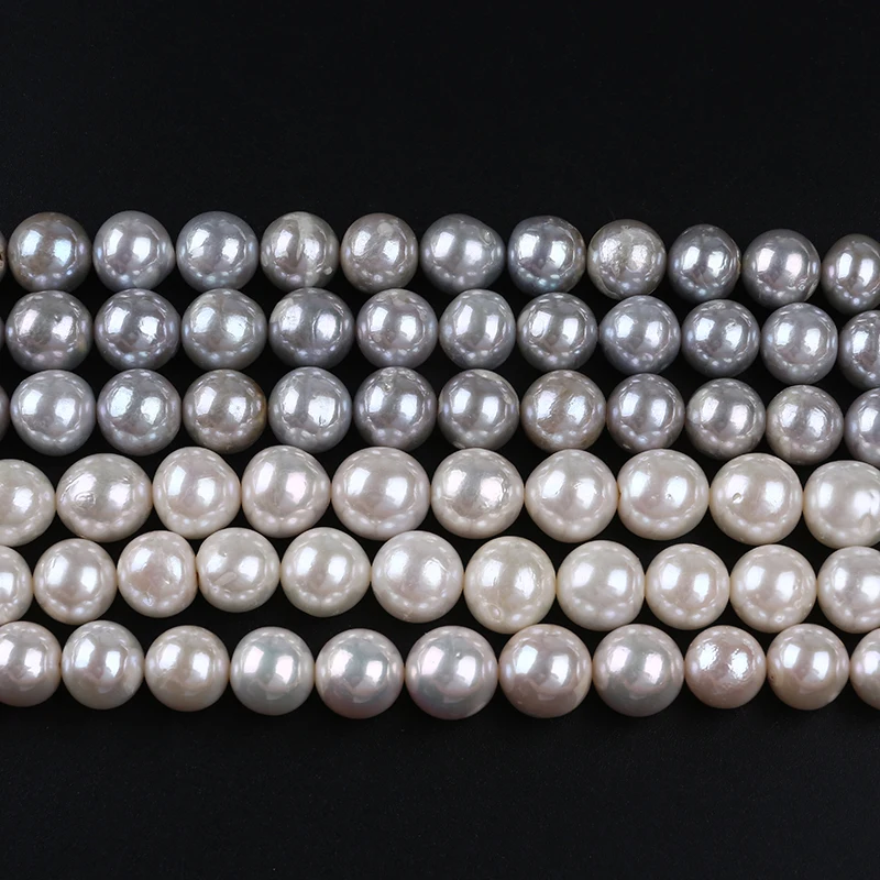 

Wholesale 11-14mm Chinese Cultured Edison Round Freshwater Enhanced Pearls Beads Strand For Jewelry Making