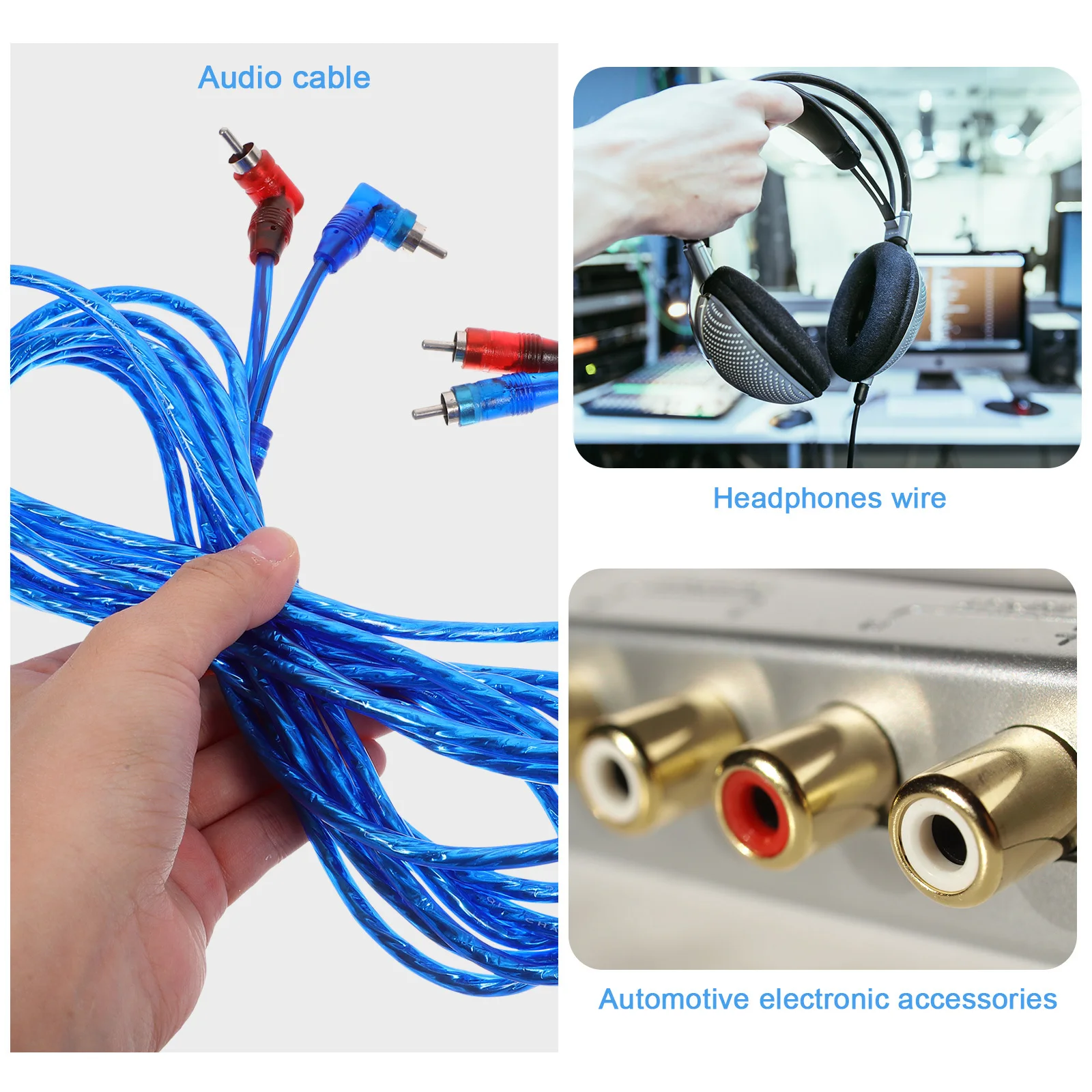 

Rca Audio Cable 5m Dual Rca Copper Rubber Stable Signal Durable Auxiliary Cord Car Audio Accessories Auxiliary Cord