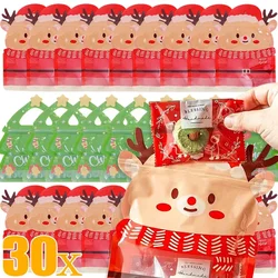 5-30Pcs Candy Zipper Bags Xmas Tree Santa Packaging New Christmas Gift Bag Self Sealing Handbag Xmas Party Decoration Gift Sack