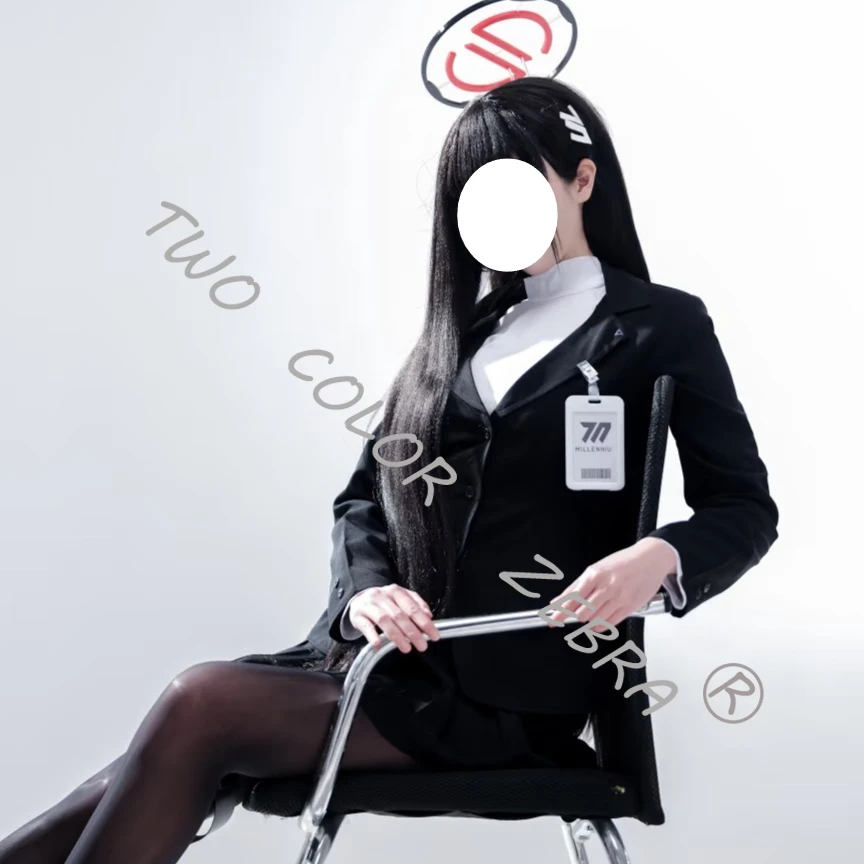Tsukatsuki Rio Cosplay Costume Game Blue Archive Black Wig Skirt JK School Uniform Full Set Halloween Party Role Play Outfit