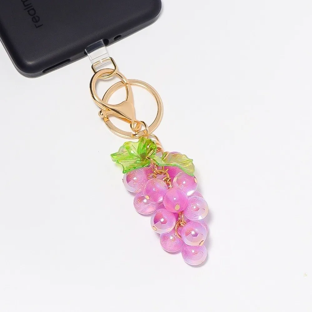 Beaded Design Grape Beaded Keychain Versatile Simulated Fruit Bag Hanging Ornament Colorful Fruit Pendant Keychain