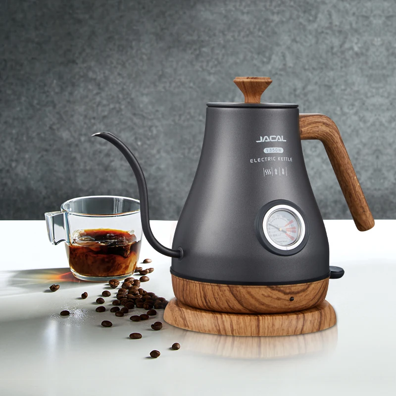 1.0L Teko Listrik Gooseneck กาต้มน้ำเรียว Spout กาน้ำชา304สแตนเลสกาต้มน้ำไฟฟ้าอุณหภูมิ220V