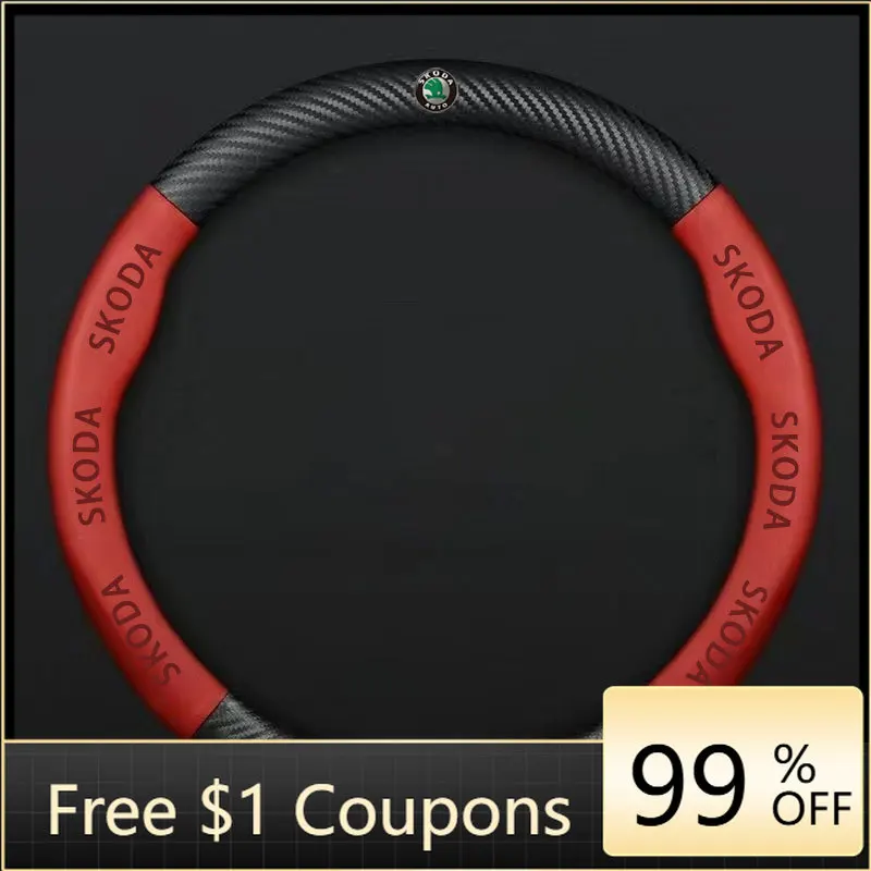 

Car Sticker Car Steering Wheel Cover Anti Slip Auto Decoration For Skoda octavia 2 a7 a5 rapid fabia yeti superb SCALA citigo Ac