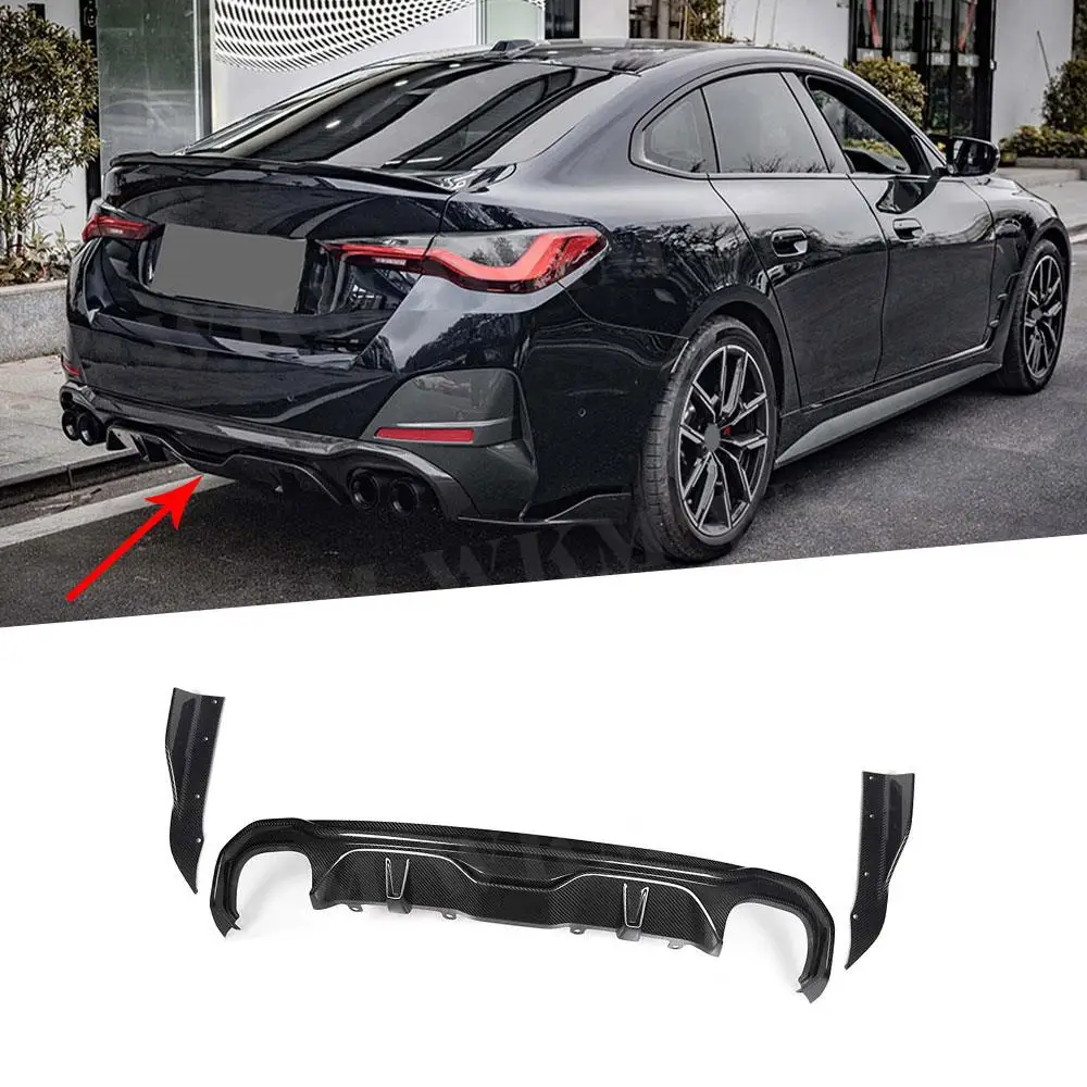 

Задний бампер автомобиля из сухого углеродного волокна FRP со сплиттерами, диффузор для губ, аксессуары для BMW 4 серии G26 M Sport Sedan 2020+