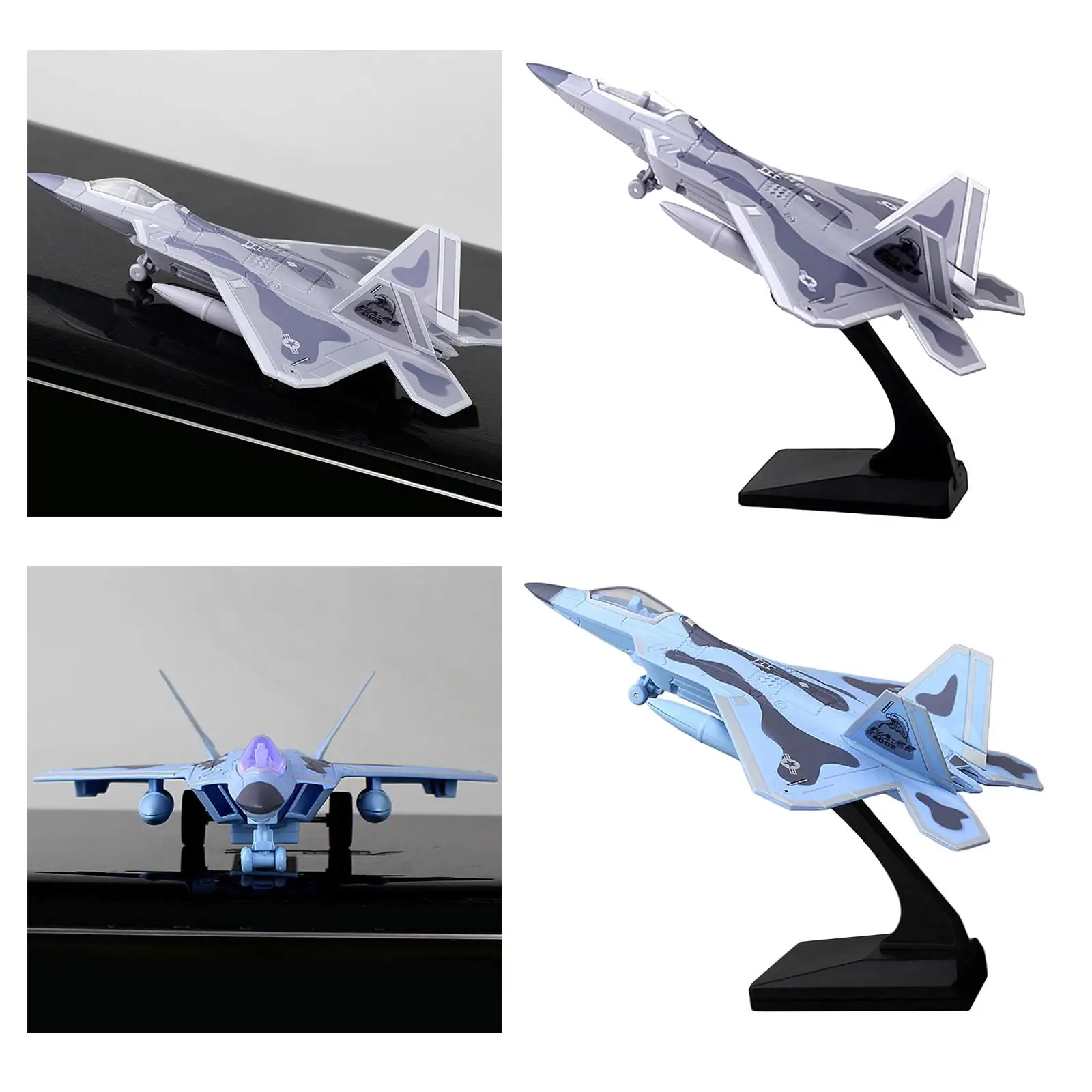 

F-22 Raptor Aircraft Model Airplane w/ Plastic Stand Sound and Music Collections Office Adults Gifts