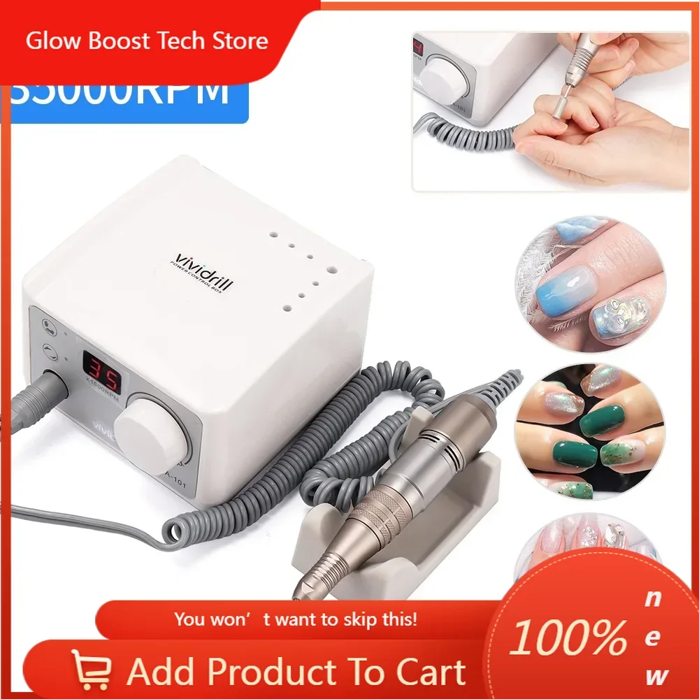 

GB65W 35000RPM Electric Nail Drill Machine With Handpiece Drill Pen Foot Pedal Switch UV Gel Polish Removal Drill Manicure Bits
