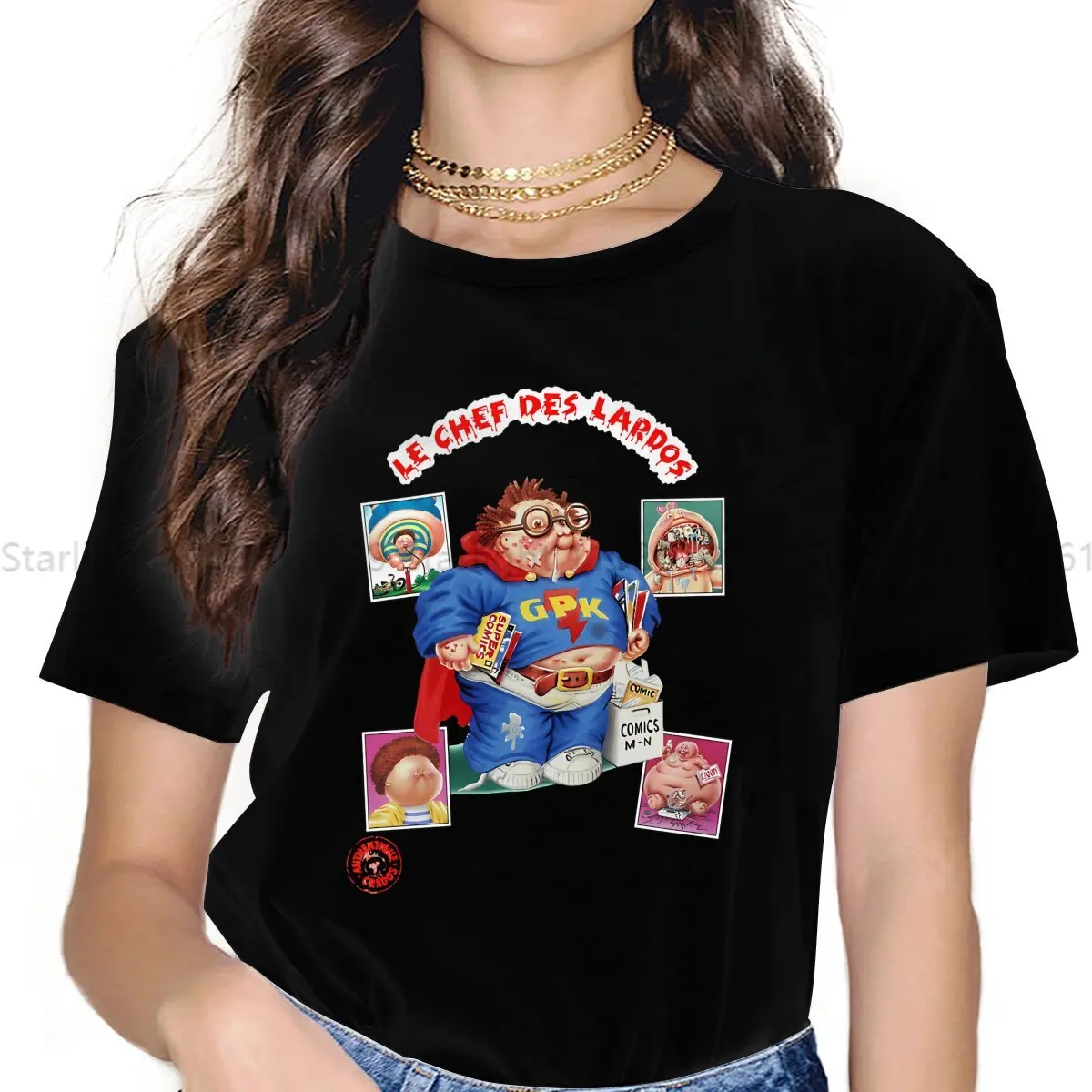 Le Chef Des Lardos Les Crados French Women's T Shirt Garbage Pail Kids Ladies Tees Polyester Tops Basic Tshirt y2k Fashion