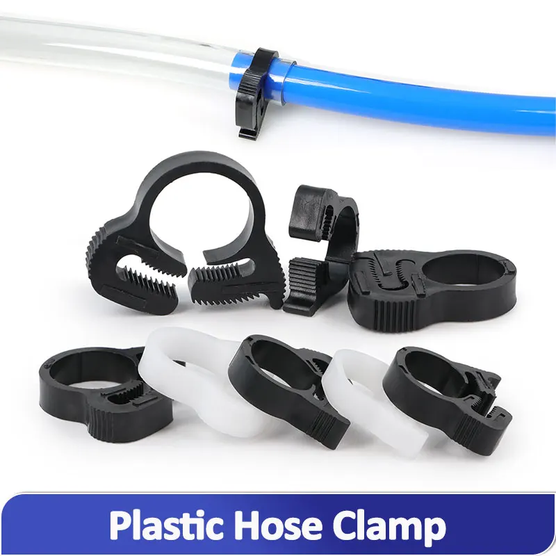 5Pcs Adjustable Plastic Hose Clamp 3.8mm-80mm Strong Spring Cramp Fuel Line Water Tube Fitting Fixed Tool Black/White Hose Clamp
