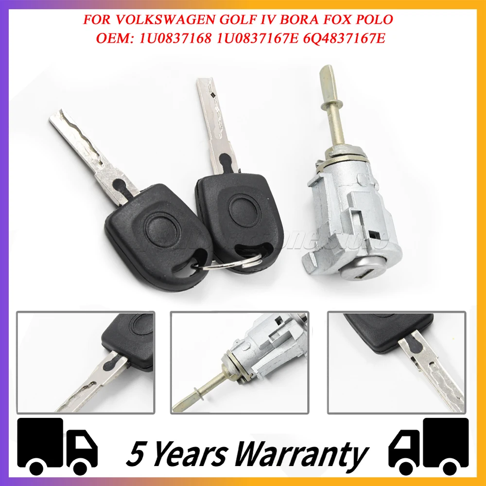 FOR VOLKSWAGEN GOLF IV BORA FOX POLO FRONT DOOR LOCK BARREL WITH 2 KEYS 1U0837168 1U0837167E 6Q4837167E Left and Right