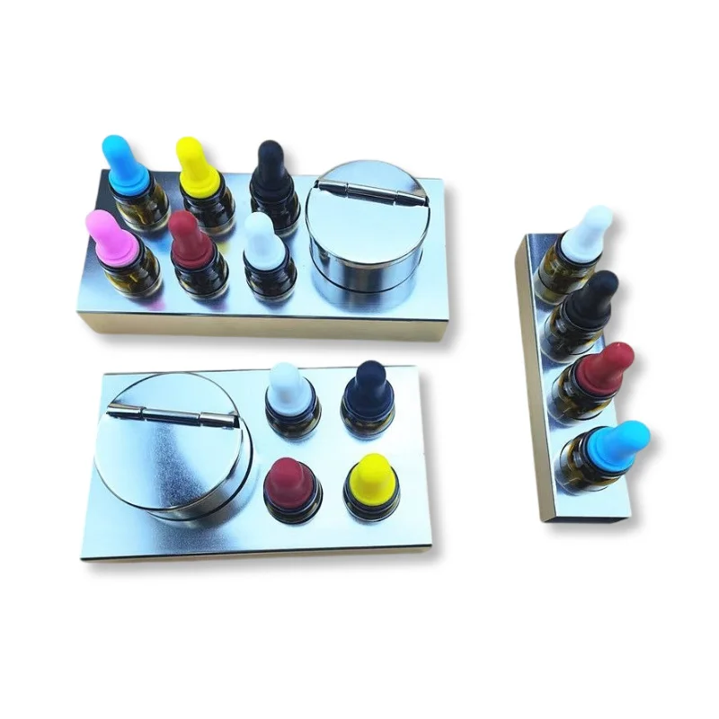 Dental Glass Dropper Bottle Set with Stainless Steel Base Colored Medicine Droppers & Cotton Jar Dental Clinic Supplies - view 5