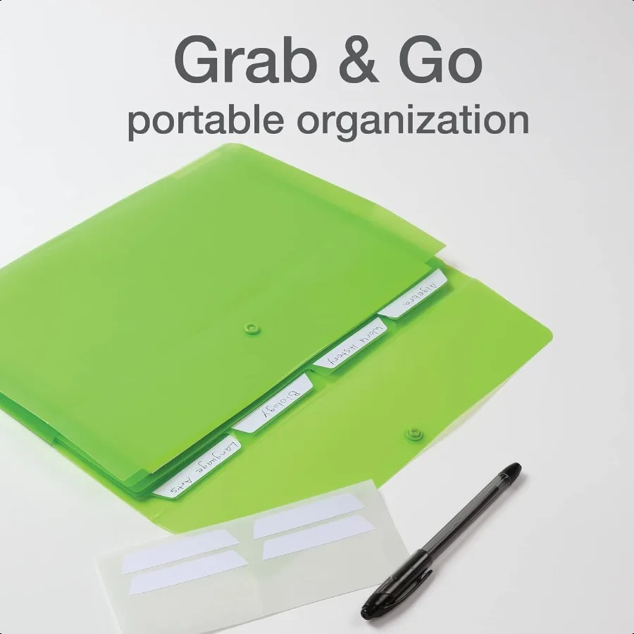 ملفات توسيع بلاستيكية 8 عبوات مكونة من 5 منظمات ملفات الجيب مع 4 علامات تبويب ورق بحجم حرف الإغلاق المفاجئ 2 أسود 3 أزرق 3 أخضر