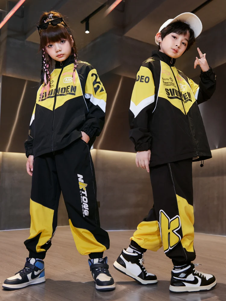 Kids Street Dance Outfit Loose Tracksuit Hip Hop Streetwear Jazz Dance Costume Stage Performance Costume Kpop Outfit DL11070