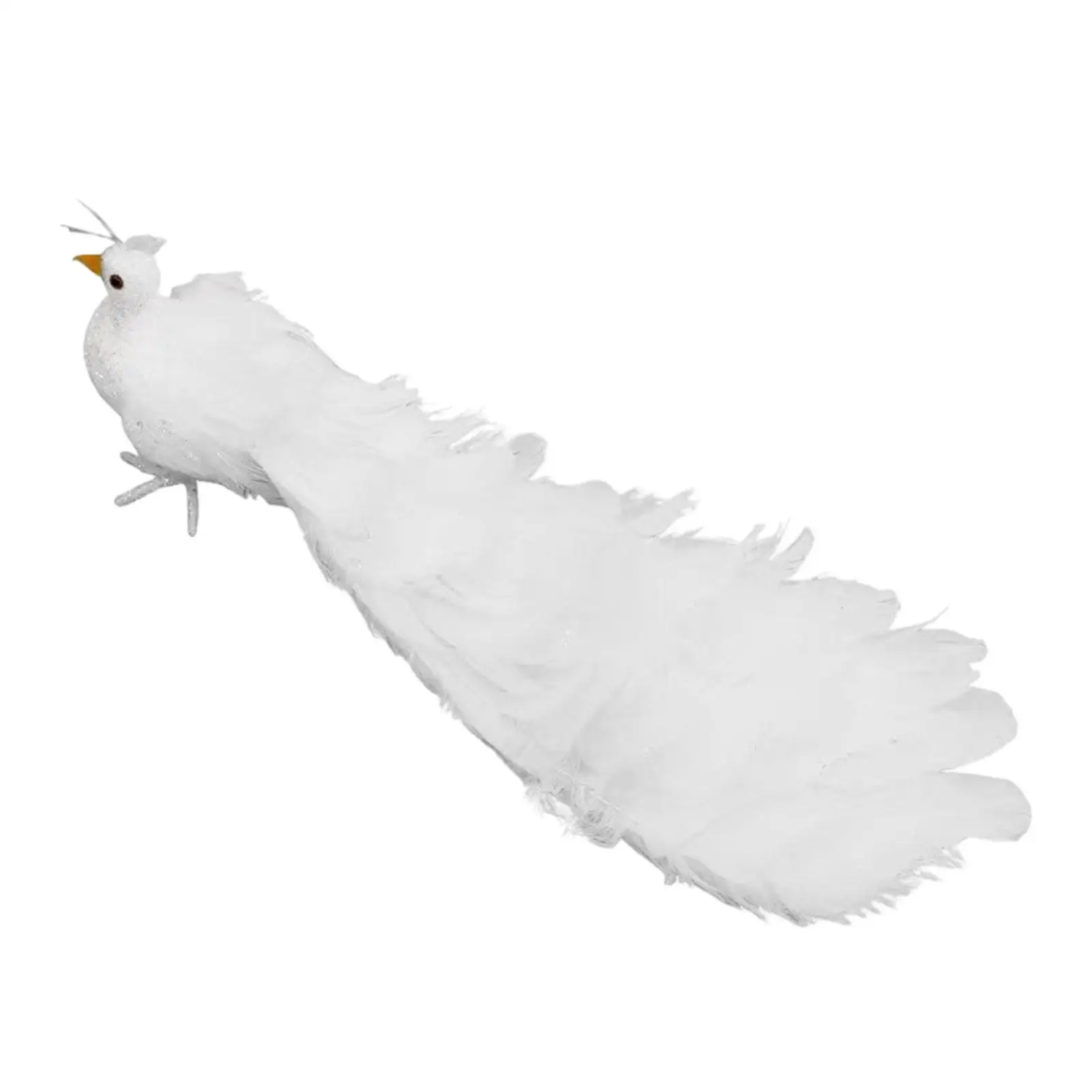 White Peacock Simulation Bird Animal Decorative Artificial Bird Statue for