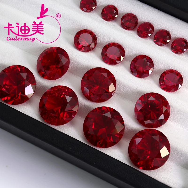 CADERMAY Round Cut Lab Grown Pegion Blood Red Ruby Loose Stone With Inclusion For Rings Necklace Customized Smart Jewelry