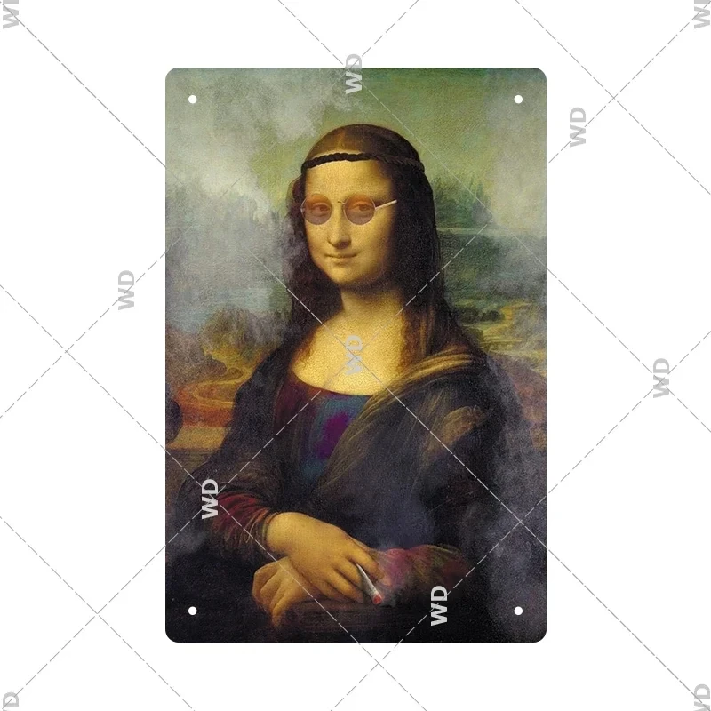خمر مثير مضحك MonaLisa المعادن تسجيل معدن القصدير اللوحة المعدنية خمر ل حانة بار تسجيل رجل كهف لوحات الحديد ديكور المنزل #3