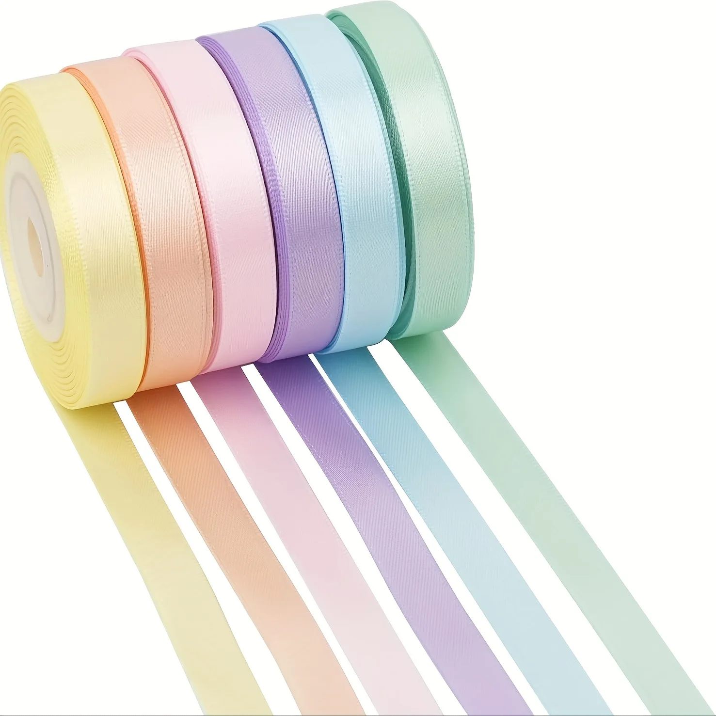 6 rouleaux de rubans en satin uni de 1 cm x 1 m, pour emballage cadeau DIY, bouquets de mariée, rubans simple face brillants, emballage de gâteaux
