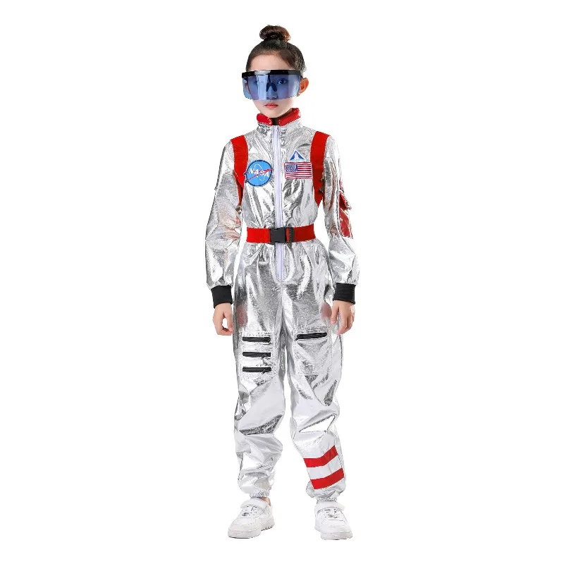 

Silver Children Astronaut Costume Boys Girls Spaceman Jumpsuit Space Suit Outfit for Cosplay Halloween Costumes