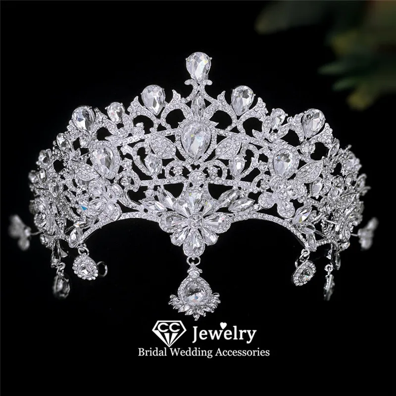

CC Crystal Crown Women Hair Accessories Wedding Headpiece Bridal Headpiece Engagement Jewelry Water Drop Shape Coronets YQ271