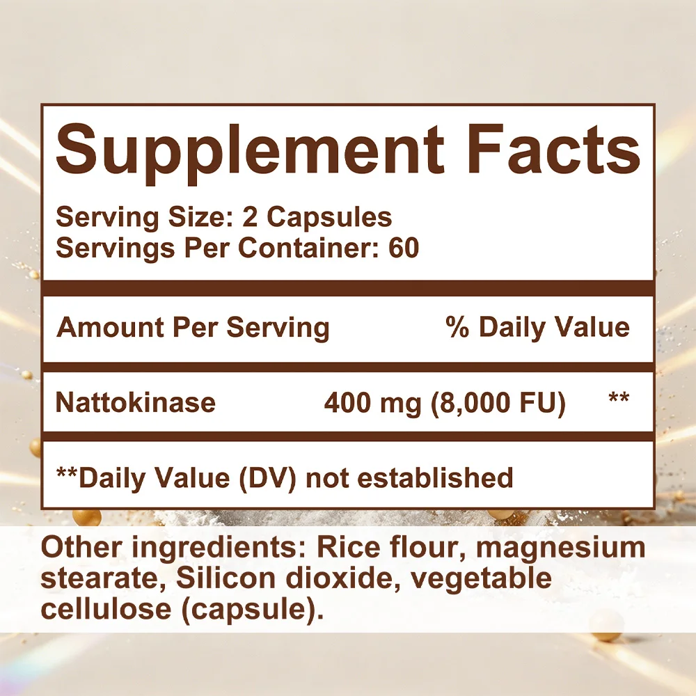 Nattokinase - Lowering Cholesterol, Supports Heart and Brain Health, Cardiovascular Health, Promote Blood Circulation