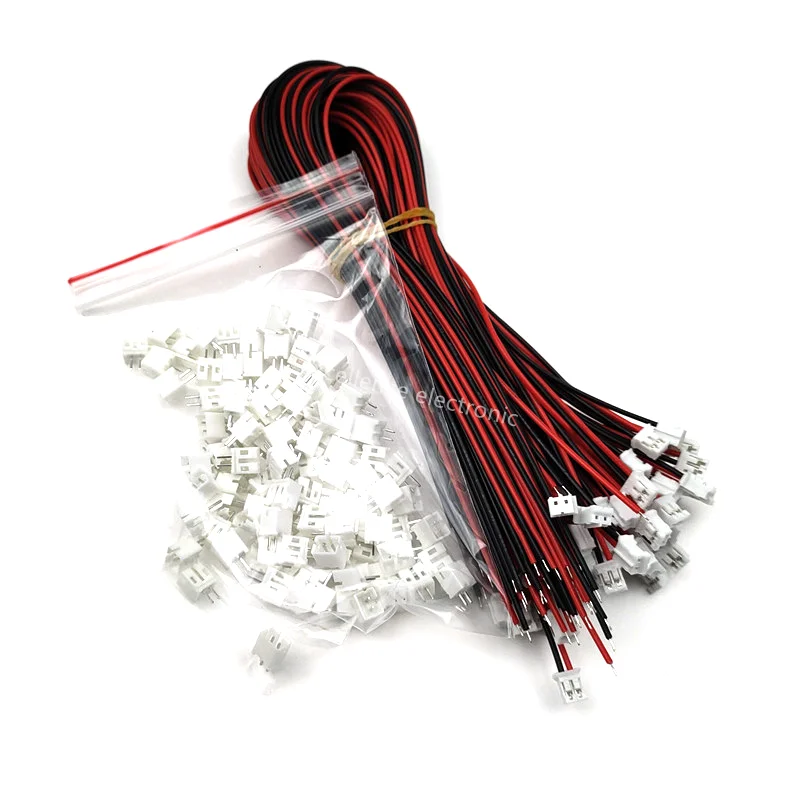 100 SETS Mini Micro JST 2.0 PH 2-Pin Connector Plug with Wires Cables 300MM