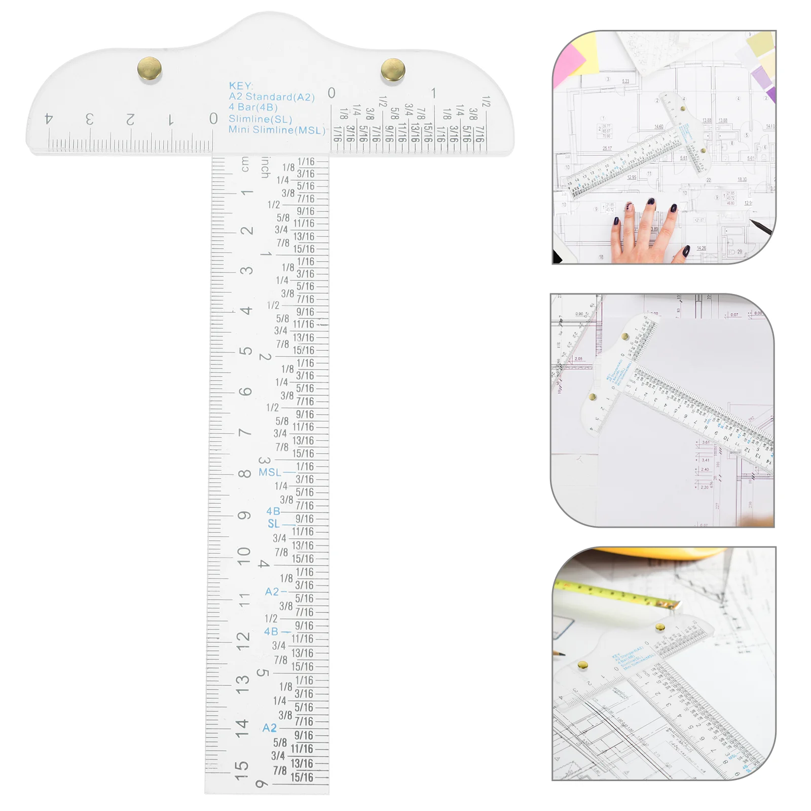 أداة قياس مربع على شكل حرف T أدوات مسطرة بلاستيكية قياس مسطرة T مستقيمة لصياغة الطلاب على شكل احترافي #2