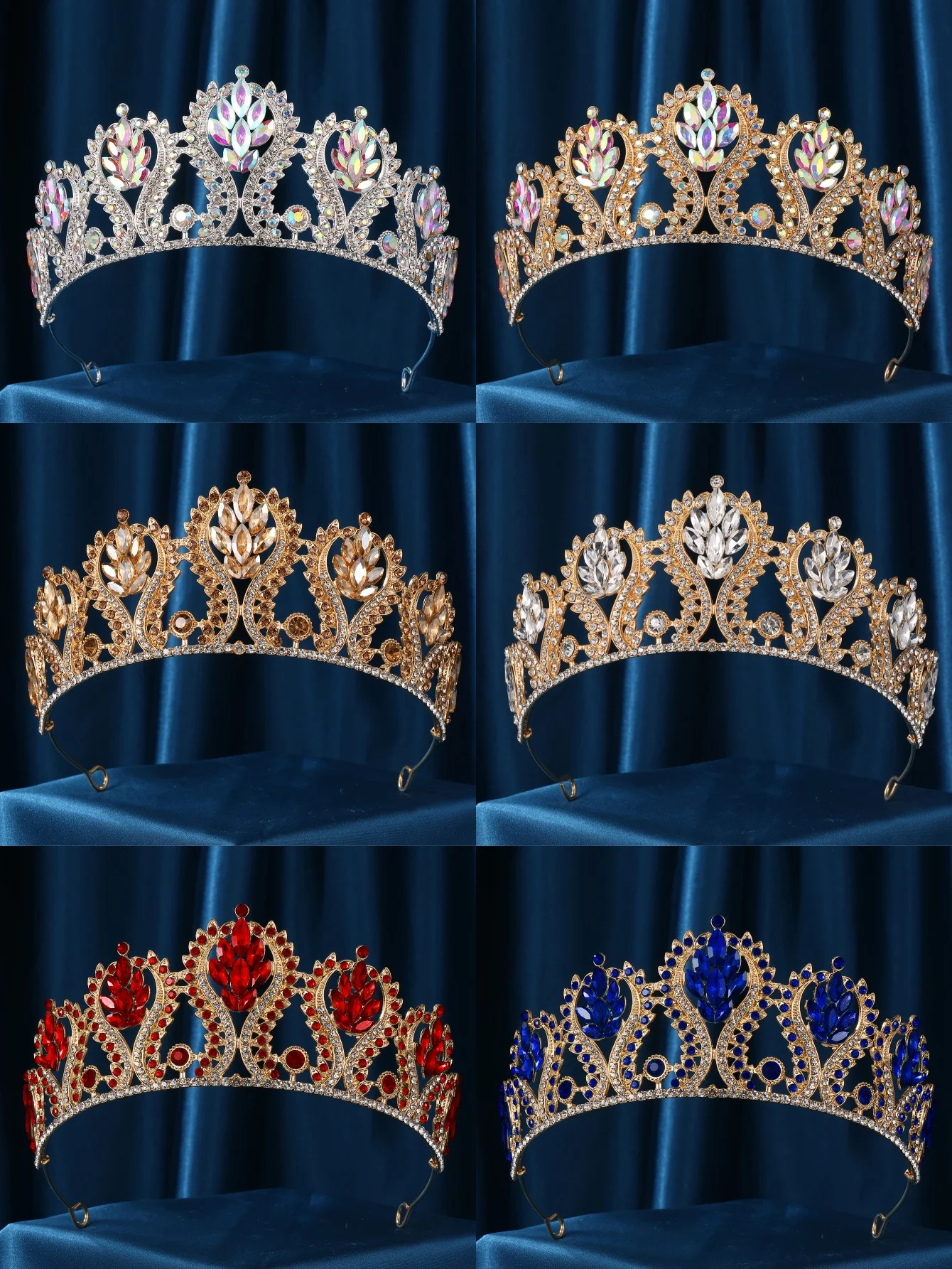Baroque Waterdrop Crystal AB Wedding Bride Crown Princess Girl Bridal Tiara Birthday Party Wedding Hair Dress Accessories